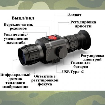 Тепловизор прицел для охоты GR225 CleverTech 4х, 25 мм, обнаружение до 2500 м 