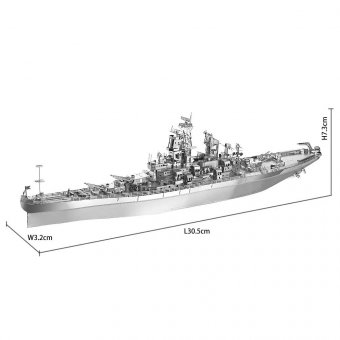 Металлический 3D пазл "Линкор USS Missouri BB-63" CleverTech, 155 элементов