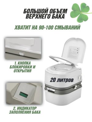 Биотуалет для дома и дачи CleverTech 24 литра, портативный, с индикатором