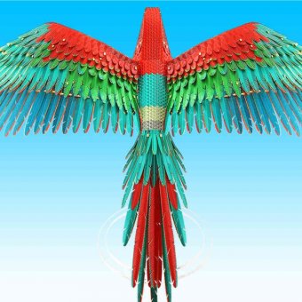 Металлический 3D пазл "Алый Ара" CleverTech, 83 элемента с акриловой подставкой