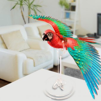Металлический 3D пазл "Алый Ара" CleverTech, 83 элемента с акриловой подставкой