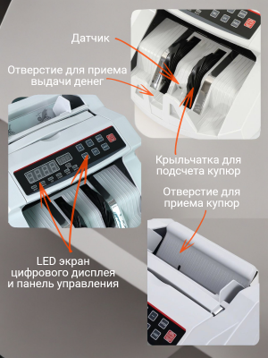 Счетчик банкнот мультивалютный с детекцией подделок CleverTech, машинка для денег