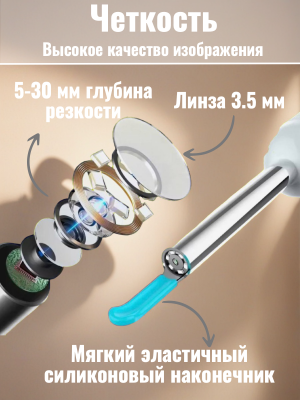 Портативный цифровой отоскоп CleverTech, 4,3 дюйма с ЖК-экраном 1080р